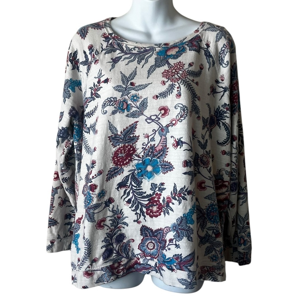 LOFT floral raglan sleeve sweatshirt top size XL